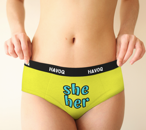 She/Her Pronouns Sassy Yellow Cheeky Briefs by Havoq