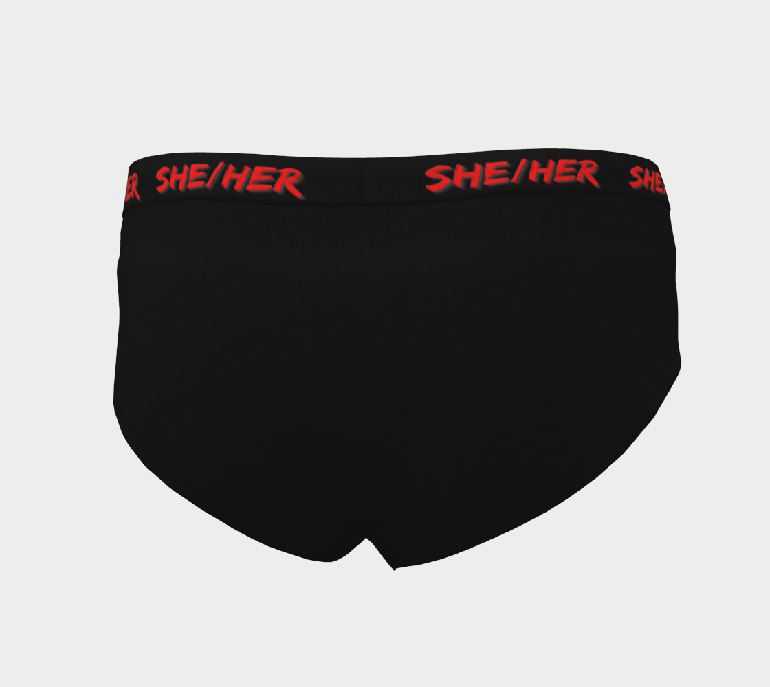 She/Her Pronouns Black Cheeky Briefs