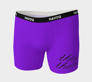 They/Them Pronouns Pretty Purple Boxer Briefs by Havoq