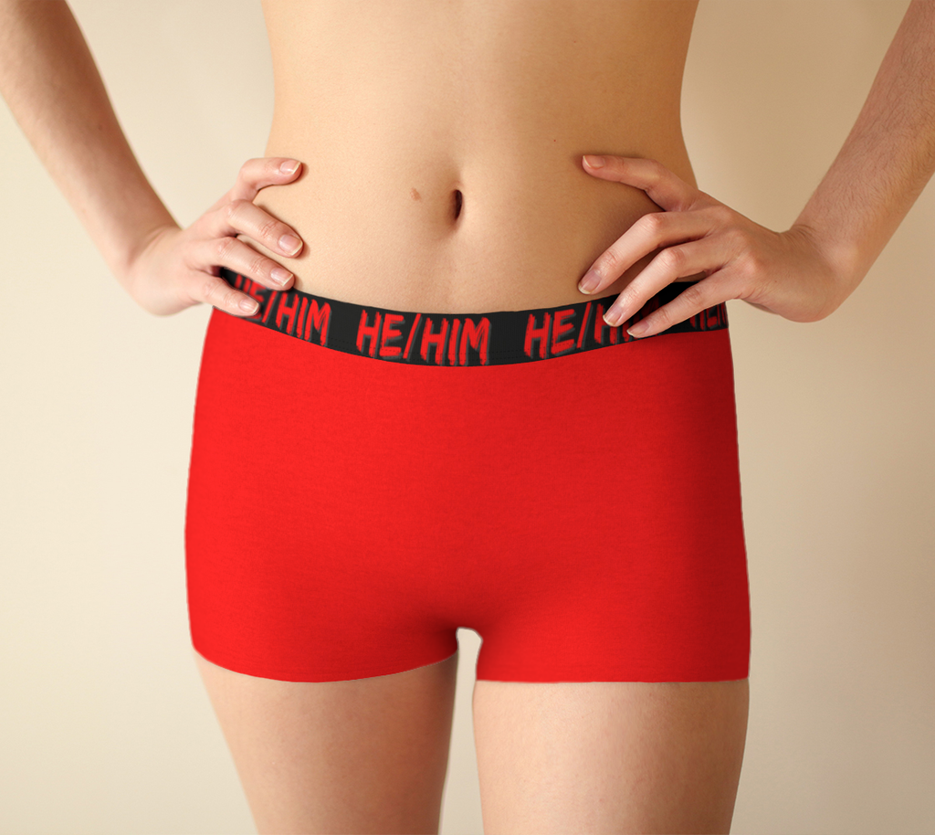 He/Him Pronouns Red Boyshorts