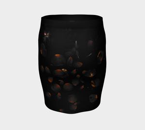 Skull and Rose Petals Fitted Skirt