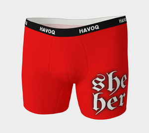 She/Her Pronouns Regal Red Boxer Briefs