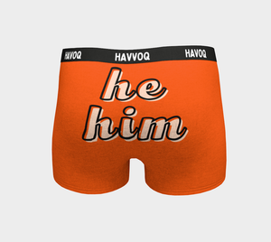 He/Him Pronouns Cute Orange Boyshorts by Havoq