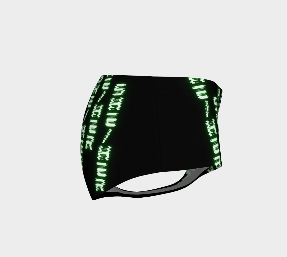 She/Her Nerdy Code Pronouns Neon Green Blacklight Reactive Mini Shorts