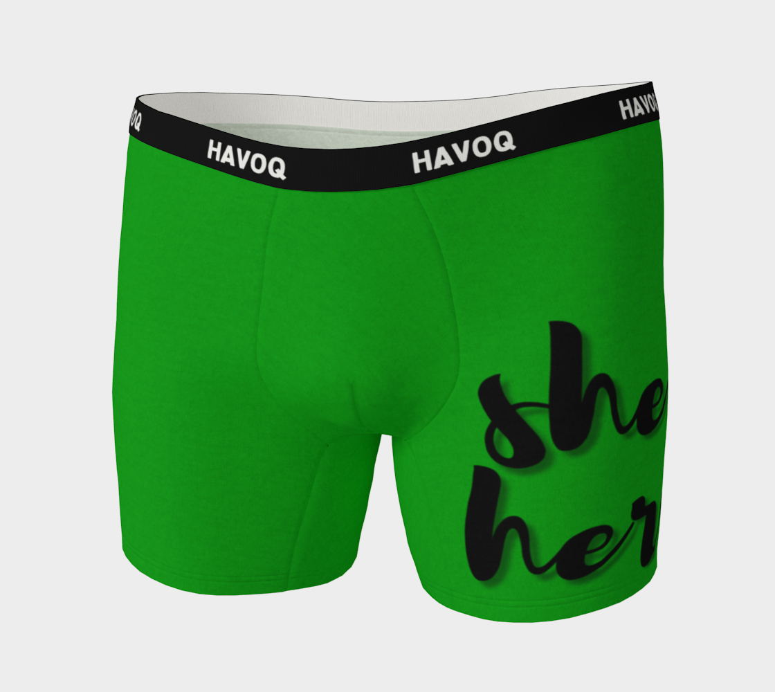 She/Her Pronouns Sweet Green Boxer Briefs by Havoq