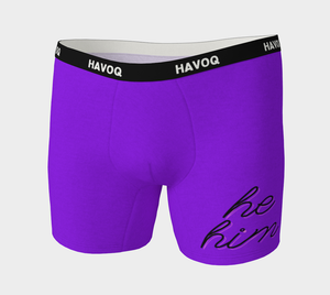 He/Him Pronouns Pretty Purple Boxer Briefs by Havoq