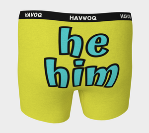 He/Him Pronouns Sassy Yellow Boxer Briefs by Havoq