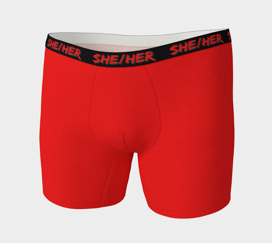 She/Her Pronouns Red Boxer Briefs