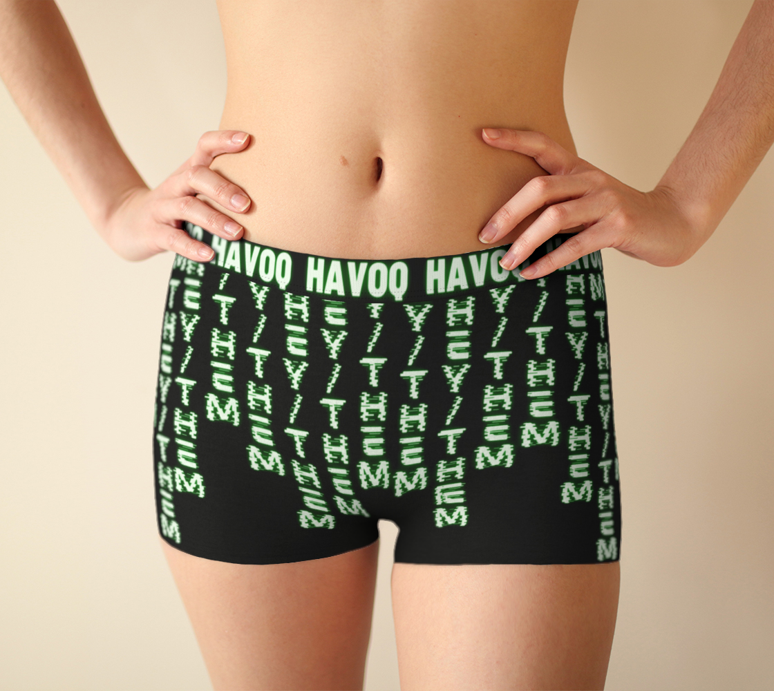 They/Them Nerdy Code Pronouns Neon Green Havoq Boyshorts