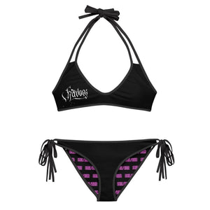 Bikini Set She/Her Pronouns Neon Pink with Reversible Havoq Calligraphy