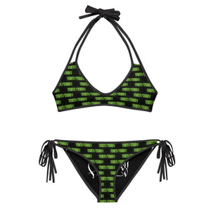 Bikini Set They/Them Pronouns Neon Green with Reversible Havoq Calligraphy