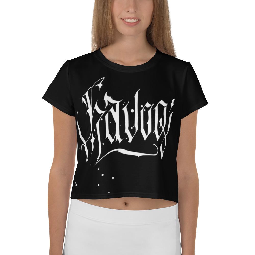 Havoq Calligraphy Crop T-Shirt in Black with White Ink