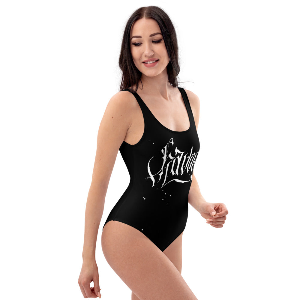 Havoq Calligraphy Black Leotard with White Ink