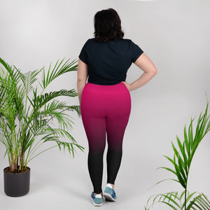 Havoq Calligraphy Plus Size Leggings in Pink Fade with Black Ink