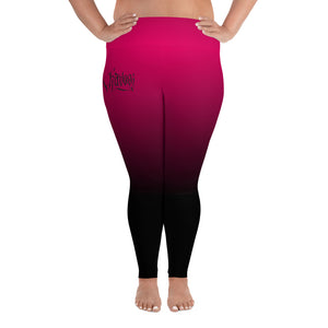 Havoq Calligraphy Plus Size Leggings in Pink Fade with Black Ink