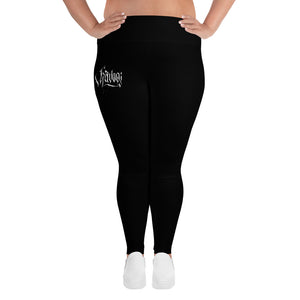 Havoq Calligraphy Plus Size Leggings in Black with White Ink - 2XL-6XL