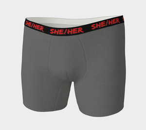 She/Her Pronouns Grey Boxer Briefs