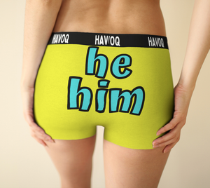 He/Him Pronouns Sassy Yellow Boyshorts by Havoq