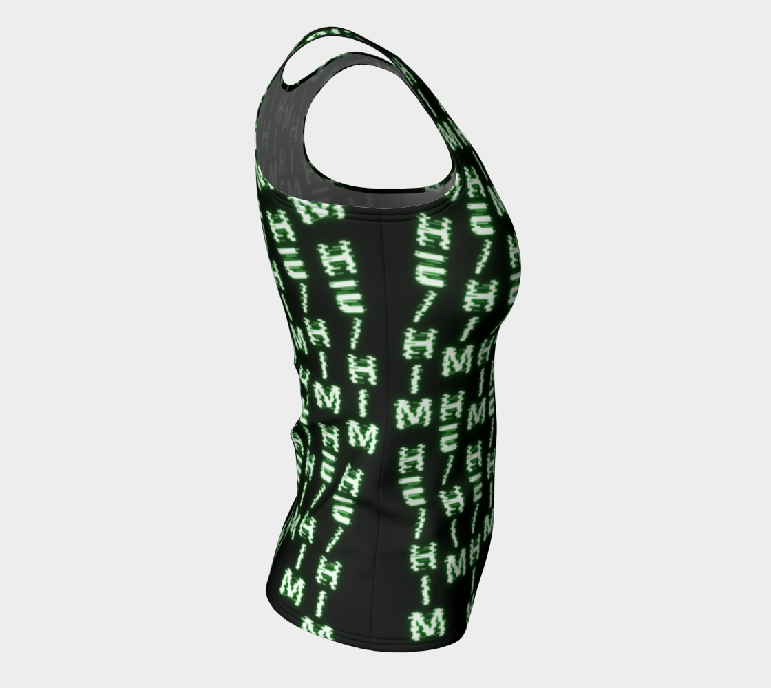 He/Him Nerdy Code Pronouns Neon Green Fitted Tank Top