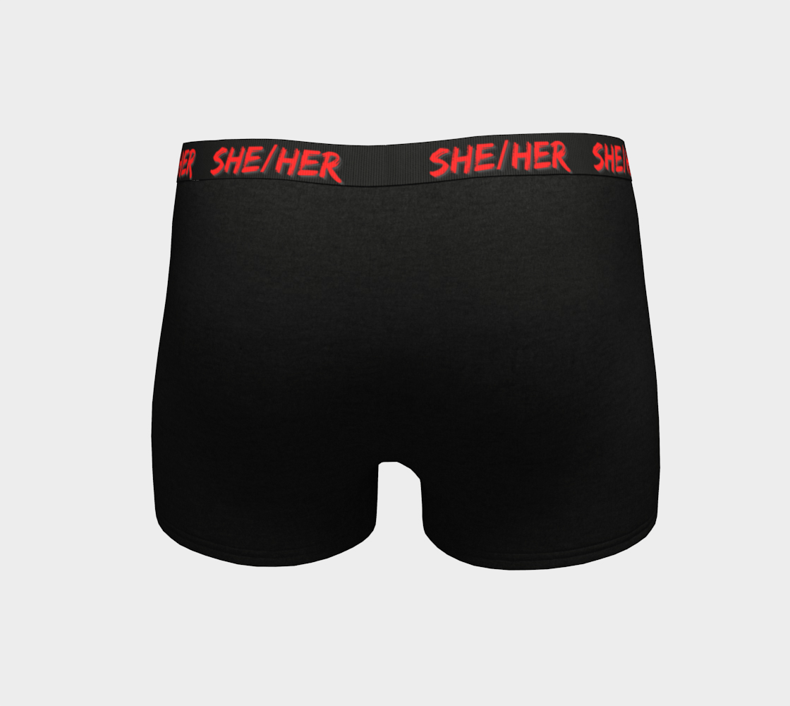 She/Her Pronouns Black Boyshorts