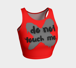 "do not touch me" emo style red Athletic Crop Top