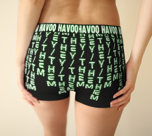 They/Them Nerdy Code Pronouns Neon Green Havoq Boyshorts