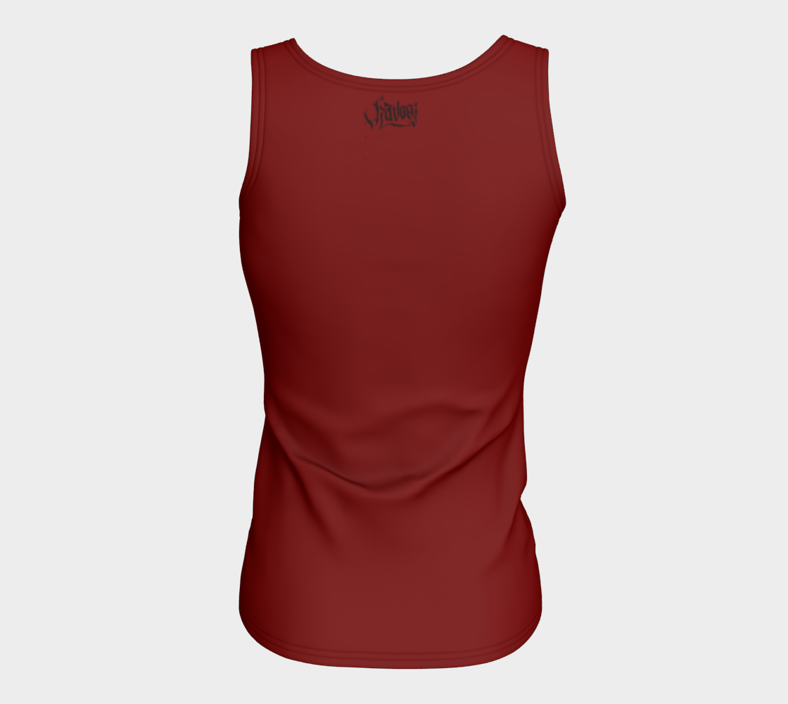 XXX Distressed on Dark Red Fitted Long Tank Top