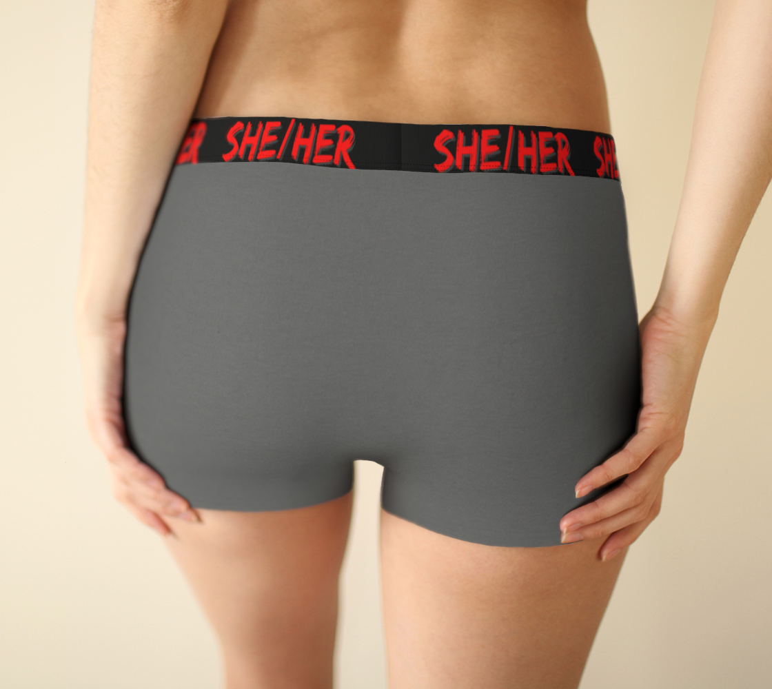 She/Her Pronouns Grey Boyshorts