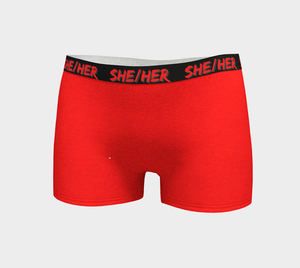 She/Her Pronouns Red Boyshorts