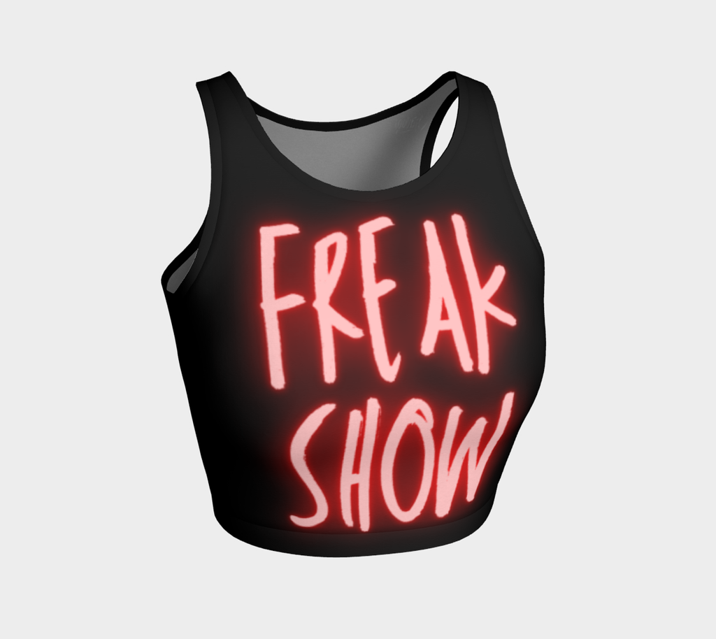 FREAK SHOW Neon Red Blacklight Reactive Athletic Crop Top