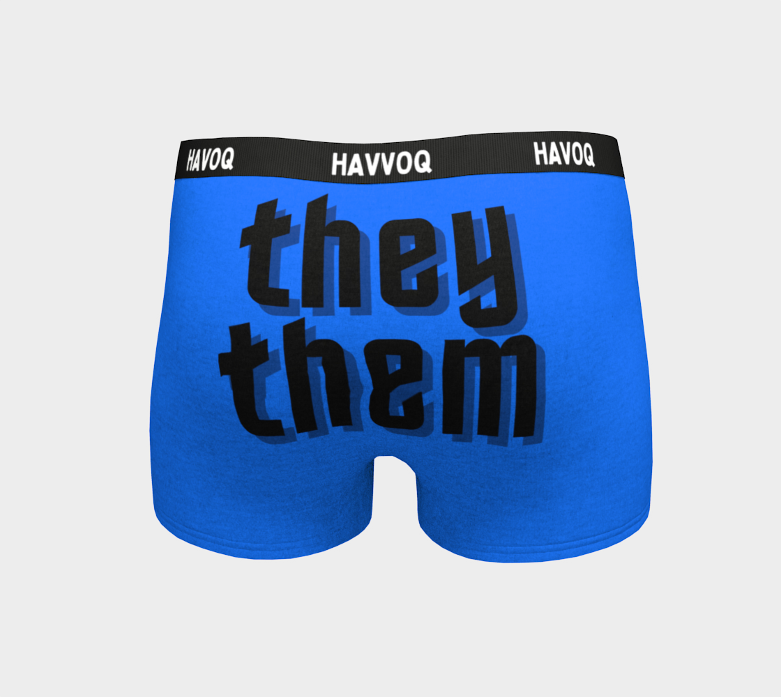 They/Them Pronouns Geometric Blue Boyshorts by Havoq