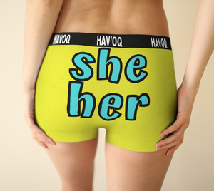 She/Her Pronouns Sassy Yellow Boyshorts by Havoq