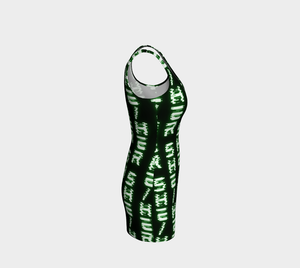 She/Her Nerdy Code Pronouns Neon Green Bodycon Dress