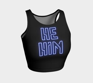 He/Him Pronouns Neon Athletic Crop Top