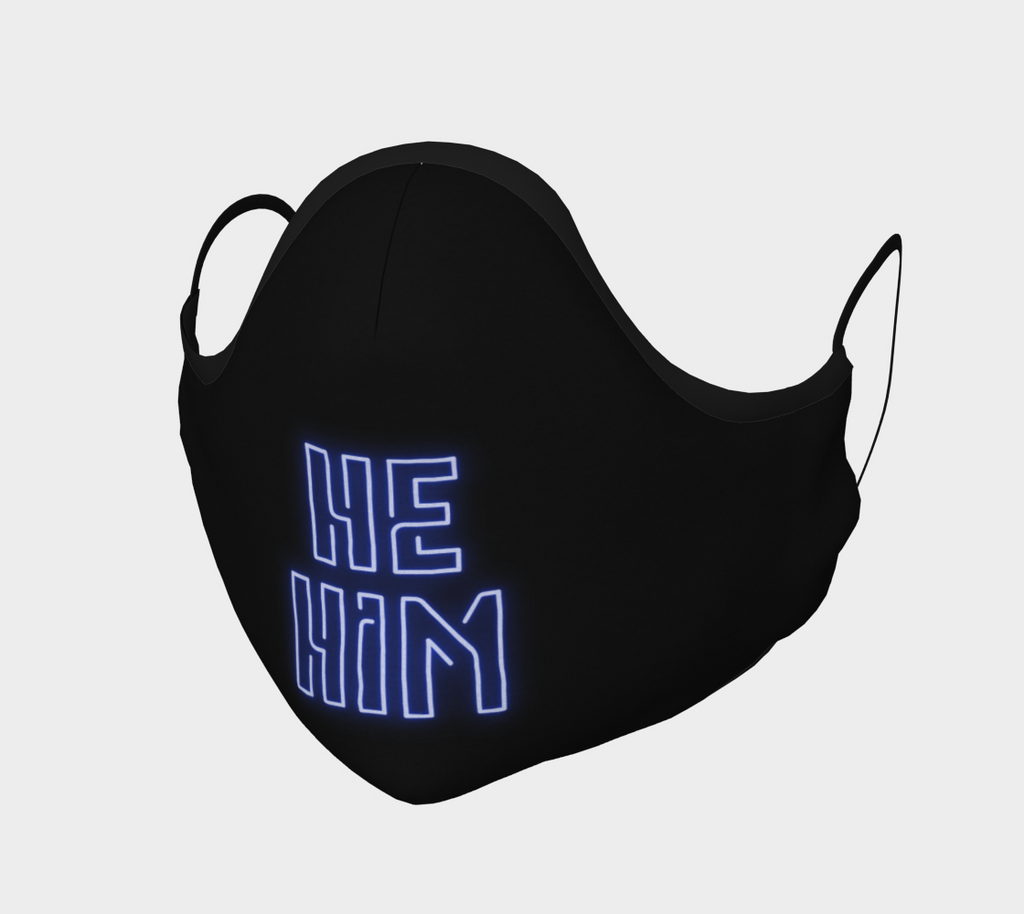 He/Him Pronouns Neon Face Mask