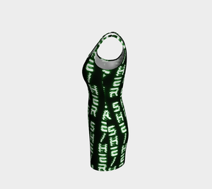 She/Her Nerdy Code Pronouns Neon Green Bodycon Dress