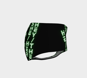 Nerdy Code Pronouns Neon Green Blacklight Reactive Mini Shorts