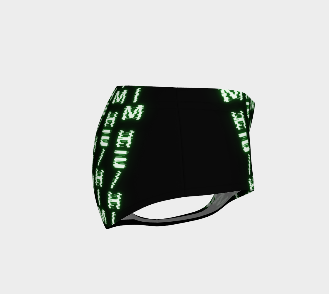 He/Him Nerdy Code Pronouns Neon Green Blacklight Reactive Mini Shorts