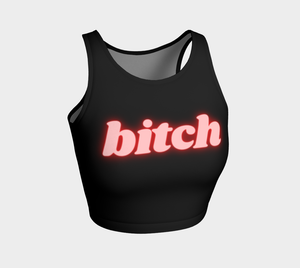 bitch Neon Red Athletic Crop Top