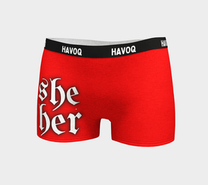 She/Her Pronouns Regal Red Boyshorts