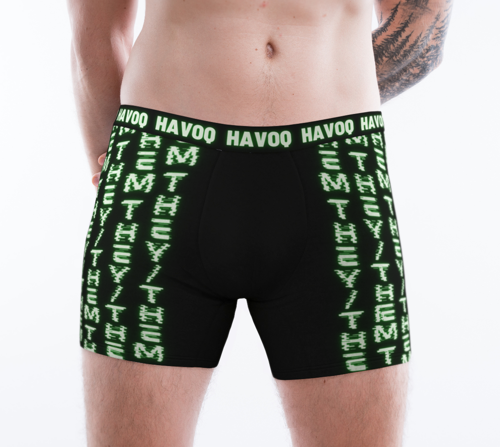 They/Them Nerdy Code Pronouns Neon Green Havoq Boxer Briefs