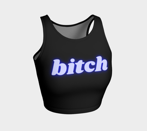 bitch Neon Blue Blacklight Reactive Athletic Crop Top