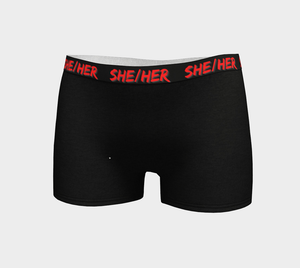 She/Her Pronouns Black Boyshorts