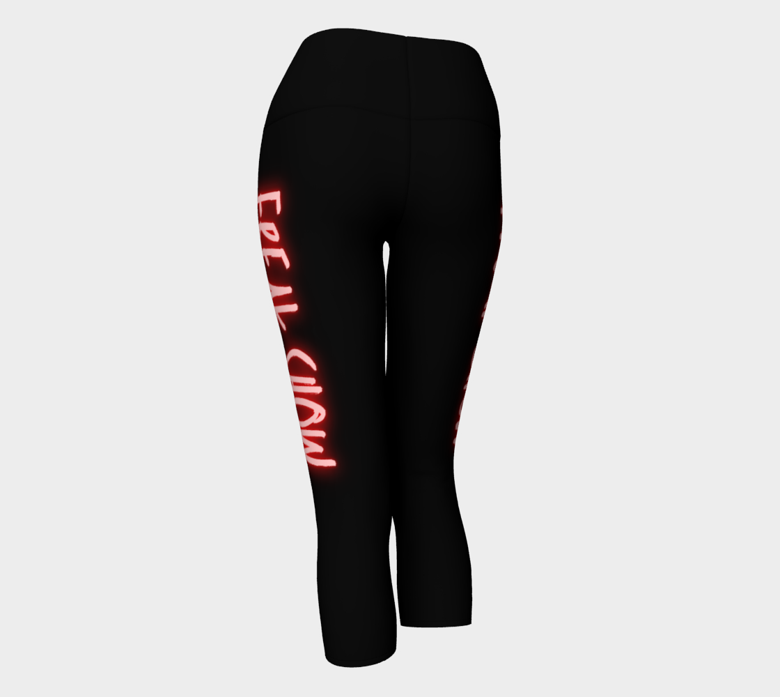 FREAK SHOW Neon Red Blacklight Reactive Yoga Capris