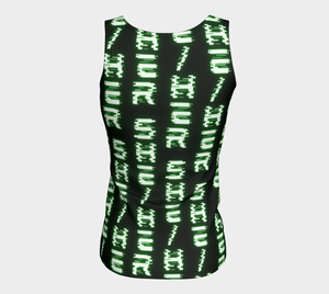 She/Her Nerdy Code Pronouns Neon Green Fitted Long Tank Top