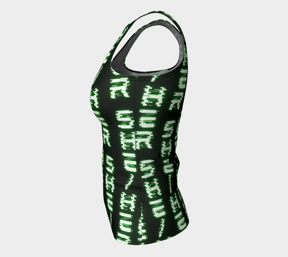 She/Her Nerdy Code Pronouns Neon Green Fitted Long Tank Top