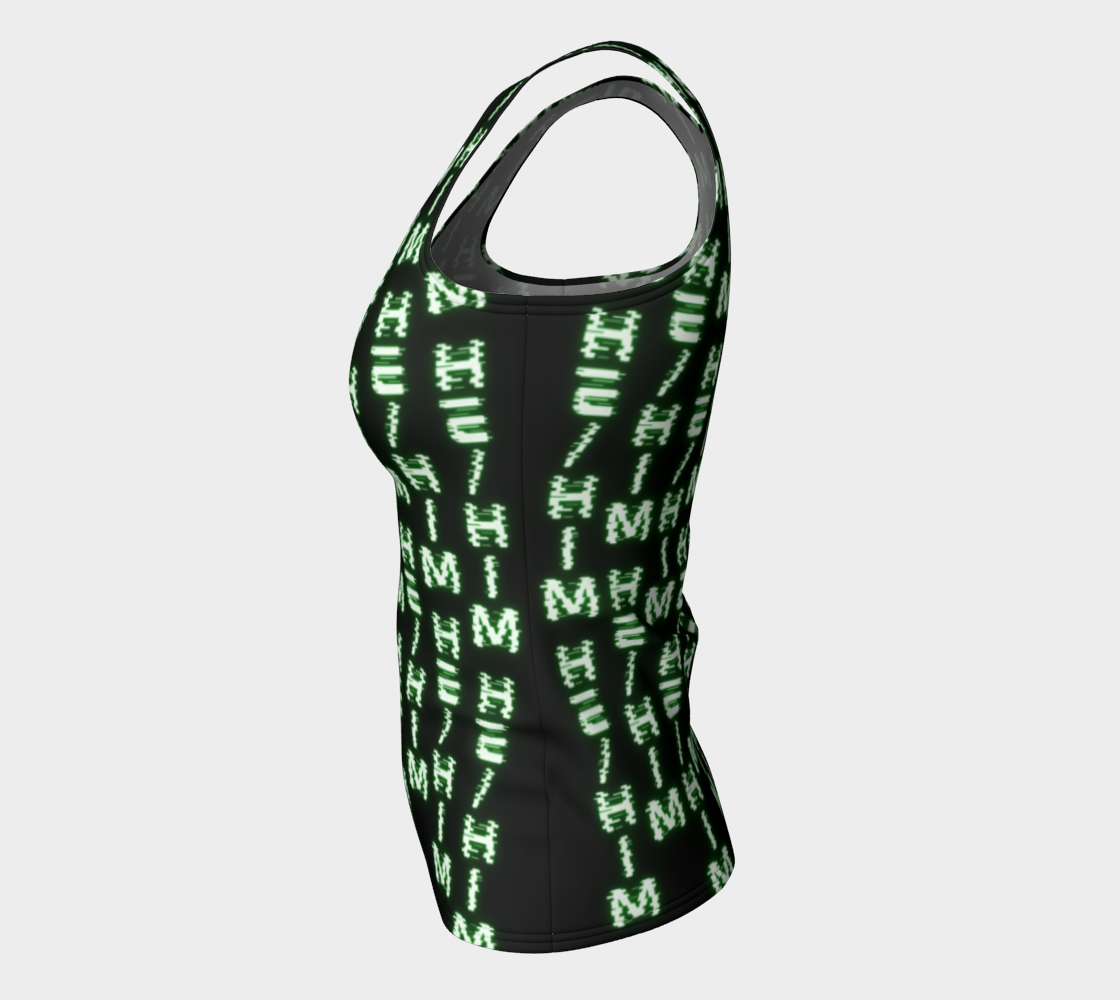 He/Him Nerdy Code Pronouns Neon Green Fitted Tank Top