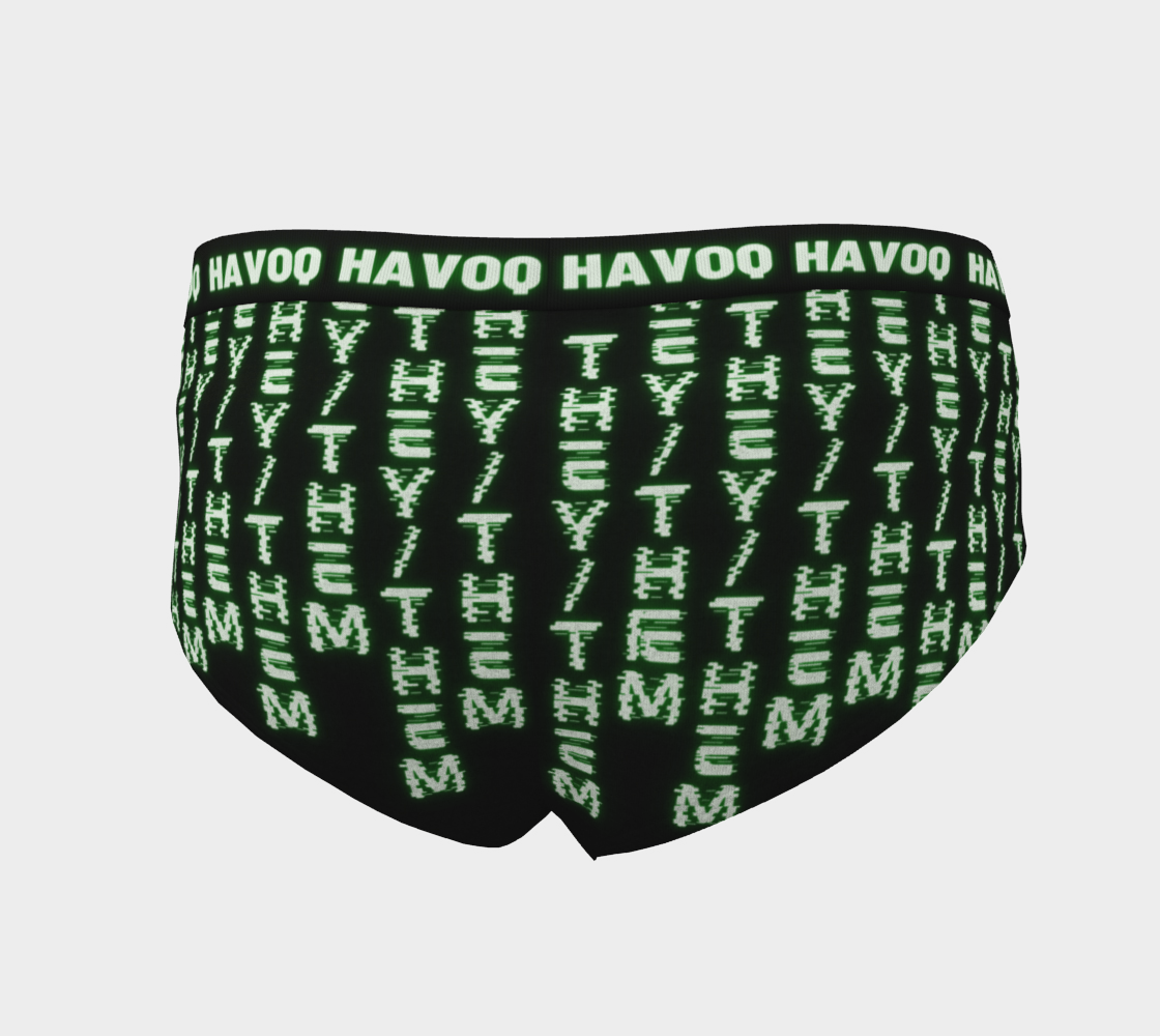 They/Them Nerdy Code Pronouns Neon Green Havoq Cheeky Briefs