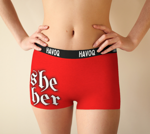 She/Her Pronouns Regal Red Boyshorts