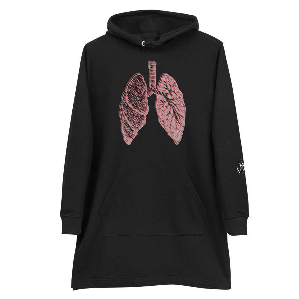 Layered Effect Lungs Hoodie Dress